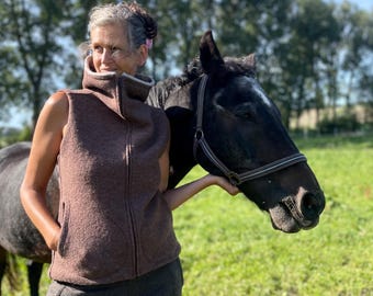 WOOLISTIC GILET - high-quality boiled wool vest with diver's hood or high collar, made of pure boiled wool or lined with merino boiled wool, elegant & cozy
