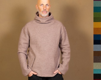 WOOLISTIC HOOD - Minimalistischer Wollhoodie für Herren aus Wollwalk/Merinowalk, nachhaltig & elegant, nachhaltige Outdoormode mit Stil