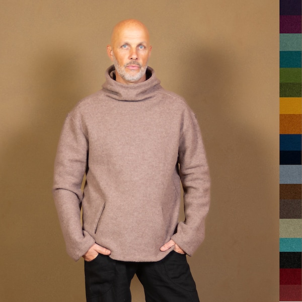 WOOLISTIC HOOD - Minimalist wool hoodie for men made of wool/merino walk, sustainable & elegant, sustainable outdoor fashion with style