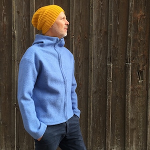 WOOLISTIC ZIP - Boiled wool jacket with hood made of 100% robust boiled wool or finer and softer merino wool, breathable & water-repellent
