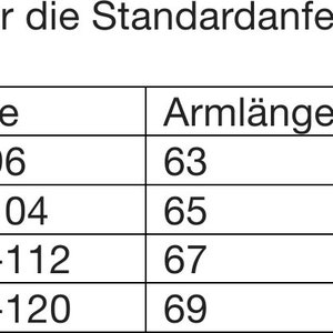 Größentabelle
