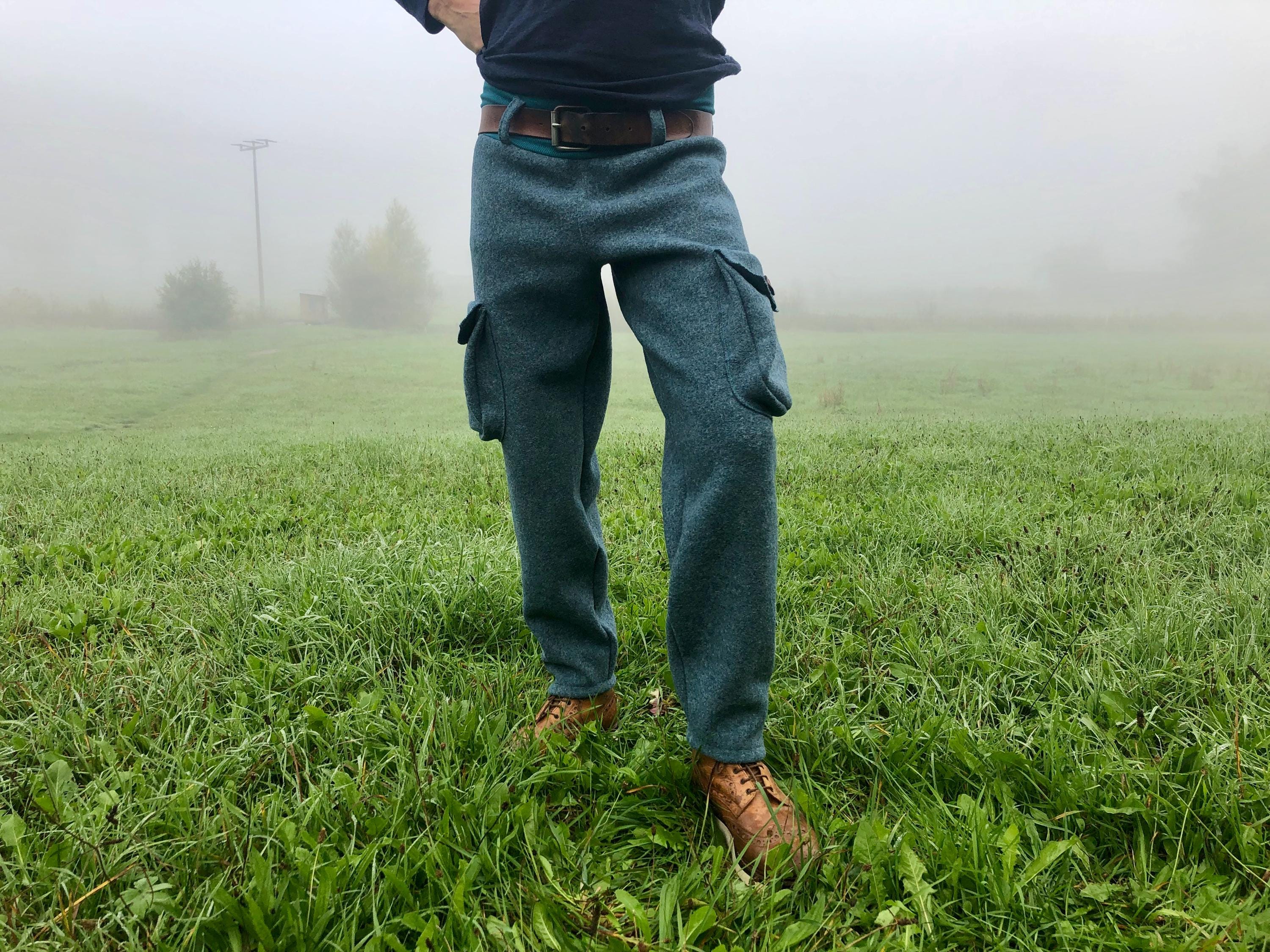 Mens Wool Cargo Pants Merino Wool Hiking Cargo Pant, DESERT SAND