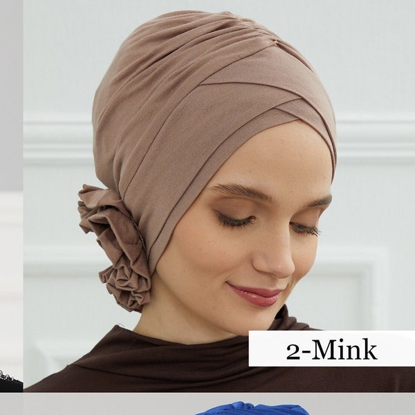 Instant Turban Cotton Scarf Head Wrap Lightweight Cancer Chemo Headwear Women Head Wrap Unique Handmade Design  B-26