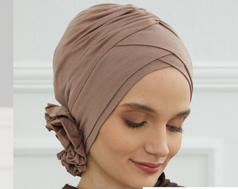 Instant Turban Cotton Scarf Head Wrap Lightweight Cancer Chemo Headwear Women Head Wrap Unique Handmade Design  B-26