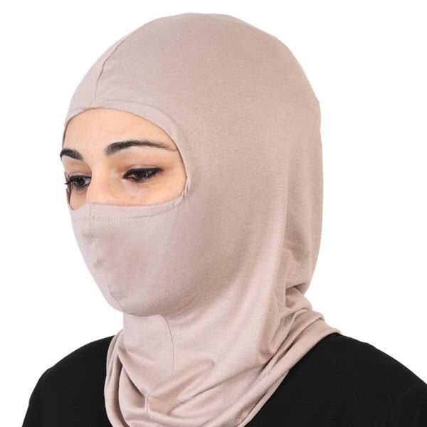 Full-Coverage Instant Turban Face Mask, Easy to Wear Inner Bonnet Ninja Cap, Balaclava Wind-Resistant Face Mask Muslim Head Cover Gift,TB-2