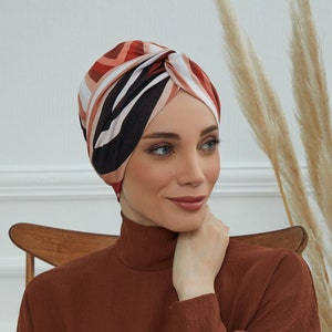 Maharajah Style Instant Turban with Various Pattern Options, Flexible Patterned Turban Bonnet Head Wrap made from Soft Cotton,B-4YD