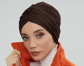 Pre-Tied Instant Turban Head Wraps for Women Chemo Scarf, Stylish Bonnet Ready to Wear Cotton Headwrap Lightweight Womens Cap B-9