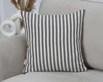 Decorative Striped Throw Pillow Cover made with Anatolian Peshtemal Texture, High Quality 18x18 Inches Pillow Cover for Modern Homes,K-256