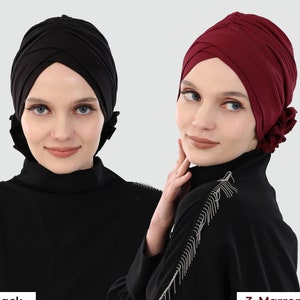 Multipack Instant Turban Cotton Scarf Head Wrap Chemo Headwear Cancer Bonnet Cap for Women B-26-ST 2 in 1 set (Create Your own 2-Pack Set)