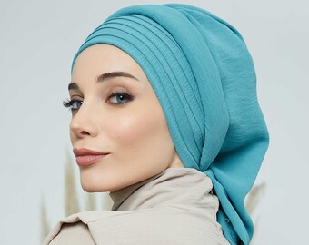 Turban Instantané Hijab Plissé Léger Aerobin Foulard Turbans Pour Femme Chapeaux Design Élégant Design Écharpe Enveloppe, HT-108A