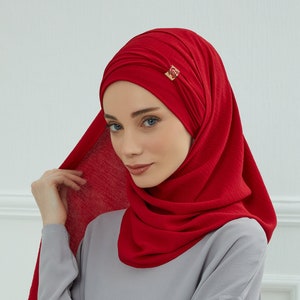 Instant Shawl for Women Aerobin Scarf Head Wrap Instant Modesty Turban Cap Practical Hijab with Elegant Accessory CPS-94