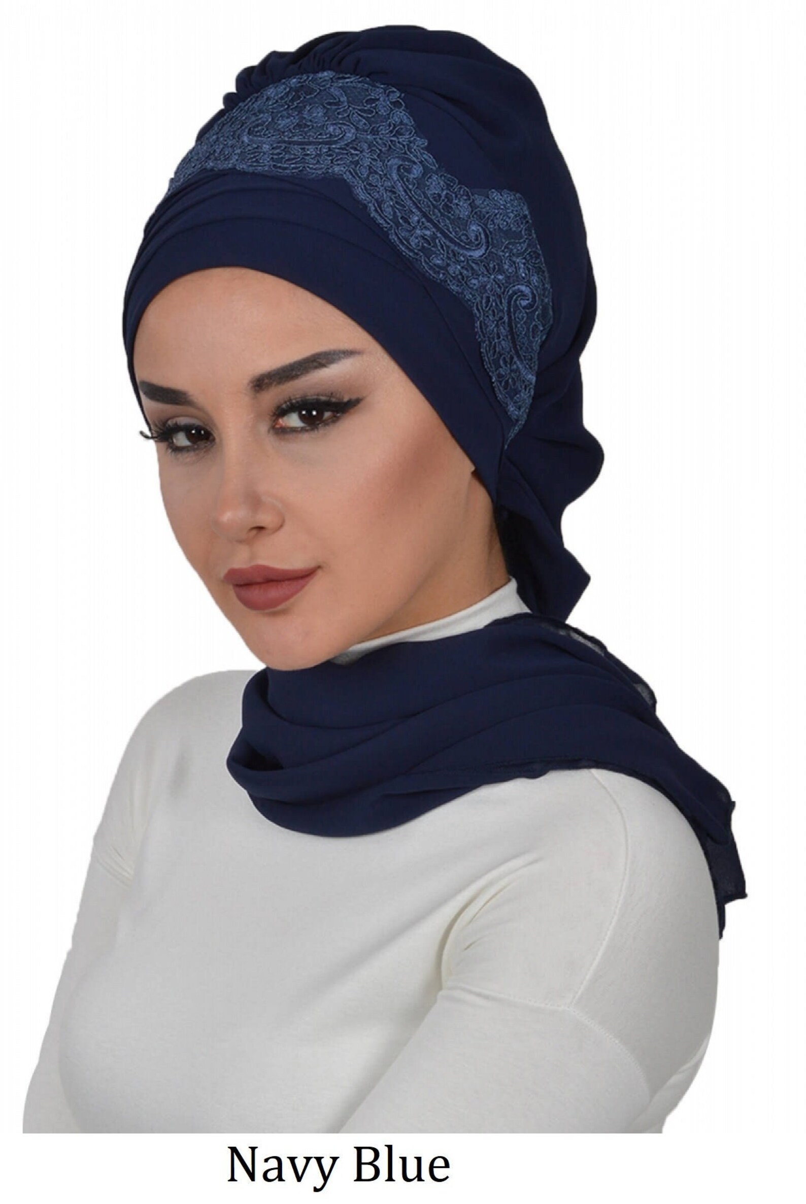 Ready to Wear Hijab Elegant Design Lacy Instant Scarf Chiffon Etsy