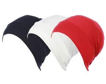 Instant Turban Cotton Head Scarf Lightweight Inner Bonnet Cap Chemo Headwear Cancer Cap,Multipack 3 in 1 B-37