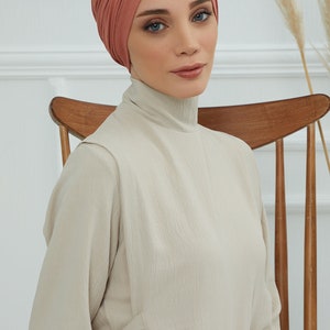 Turban instantané pré-noué pour femme, foulard chimio, bonnet élégant prêt à porter, turban en coton léger, bonnet pour femme B-9 Salmon