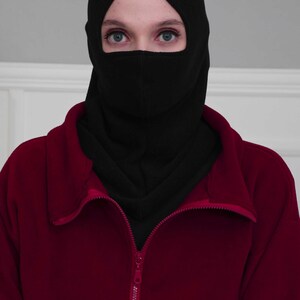 Instant Turban Fleece Lightweight Inner Bonnet Ninja Cap, Slip on Hijab, Balaclava Wind-Resistant Face Mask,TB-2P Black