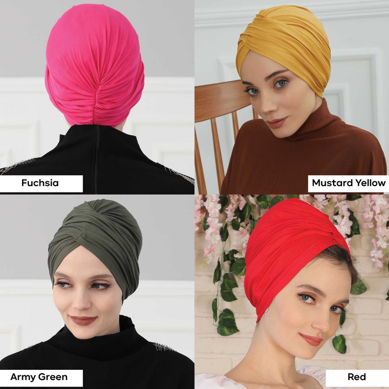Turban instantané pré-noué pour femme, foulard chimio, bonnet élégant prêt à porter, turban en coton léger, bonnet pour femme B-9 image 8