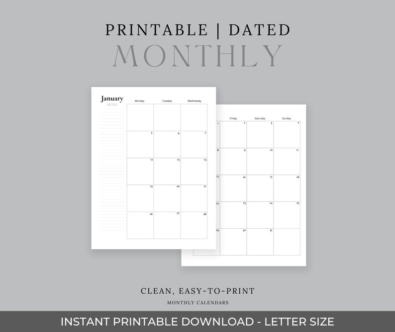 2026 Printable Planner | Dated Daily Weekly Monthly Planner | Minimal ...