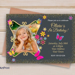 Butterfly Invitation, Butterflys Birthday Invitation, Butterflys Invite, Any Age Birthday Party, Digital file, B 20