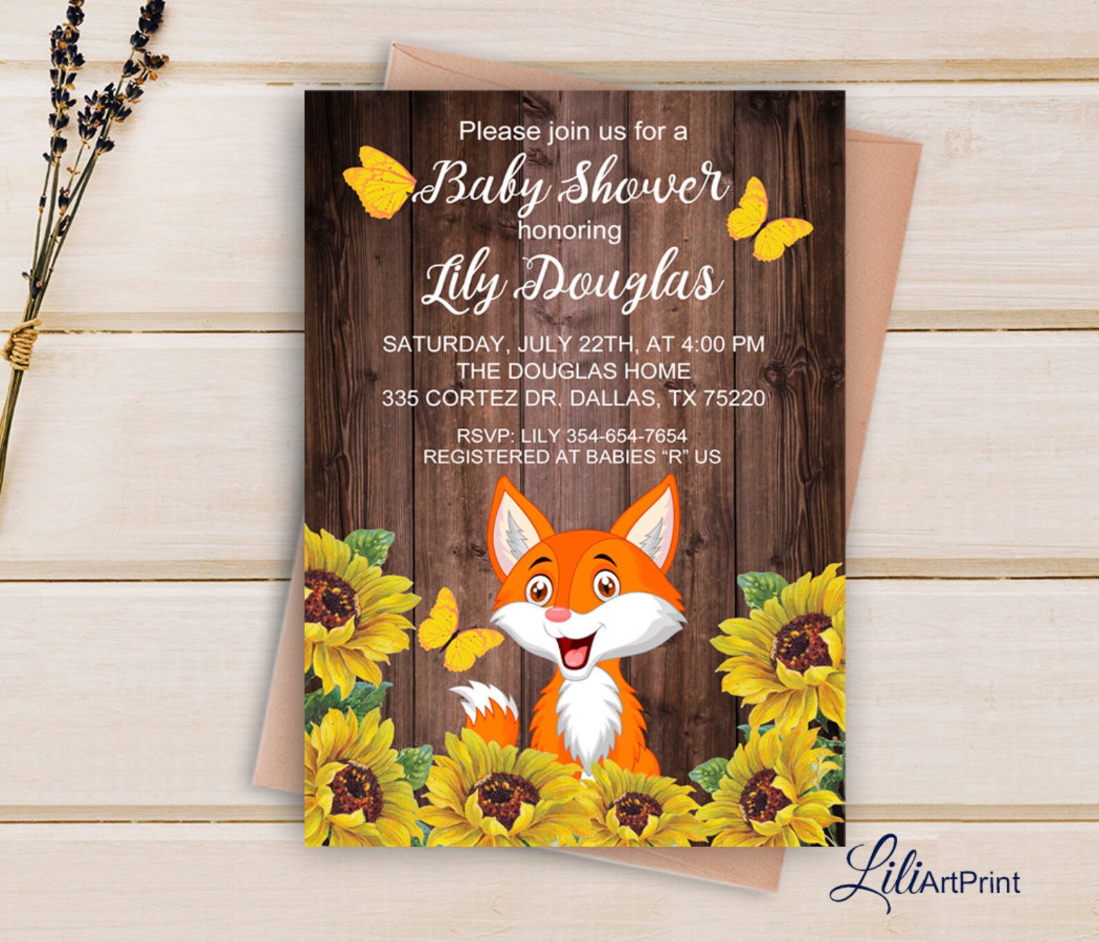 Baby Shower Invitation Fox Baby Shower Printable Baby | Etsy