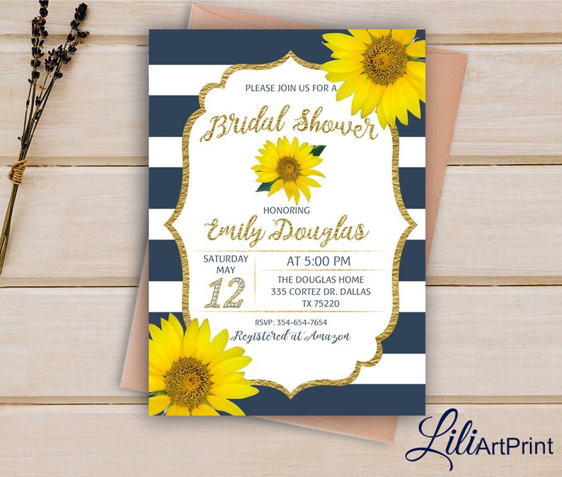 Bridal Shower Invitation Sunflower Invitation Sunflower Etsy