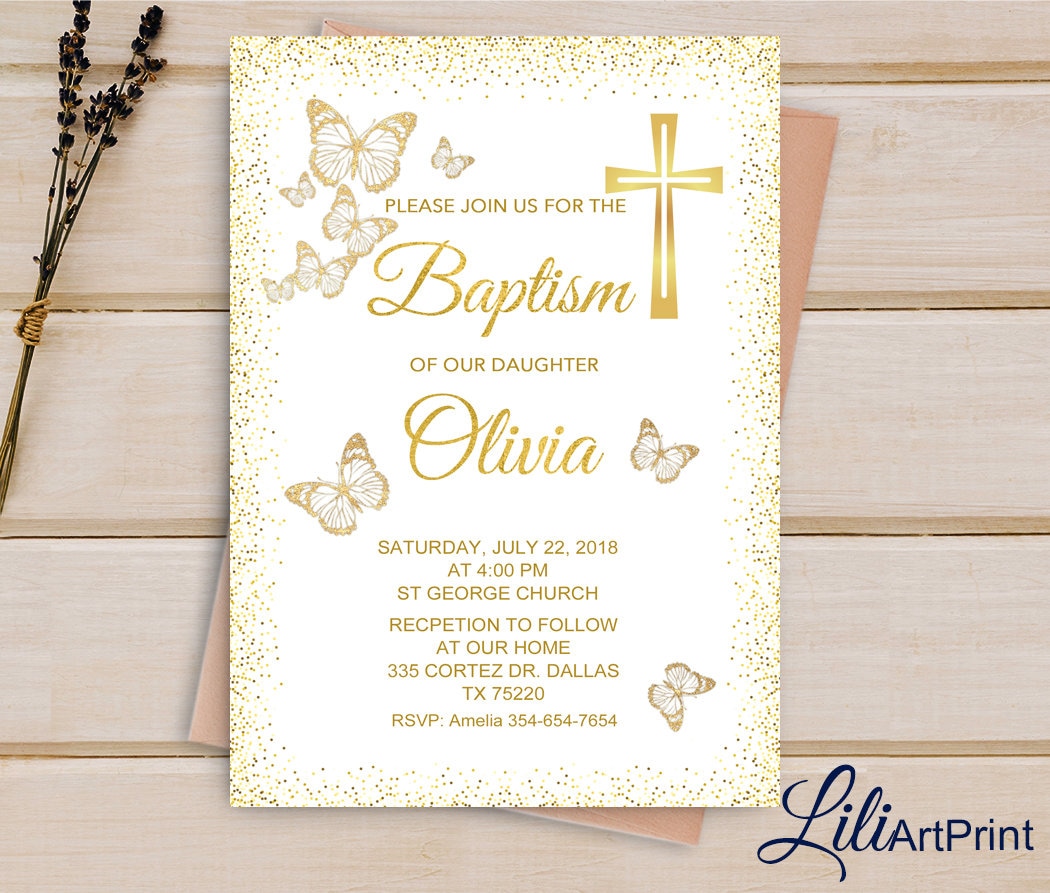 Butterfly Baptism Invitation Butterfly invitation Baptism Etsy