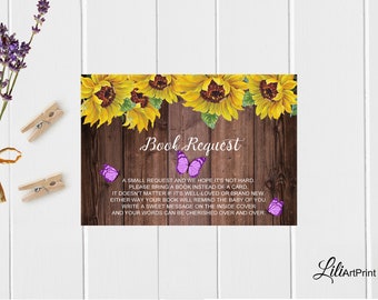 Bring a Book Baby Shower Insert, Bring a Book Instead of a Card, Sunflower Baby Shower, Digital file, #30
