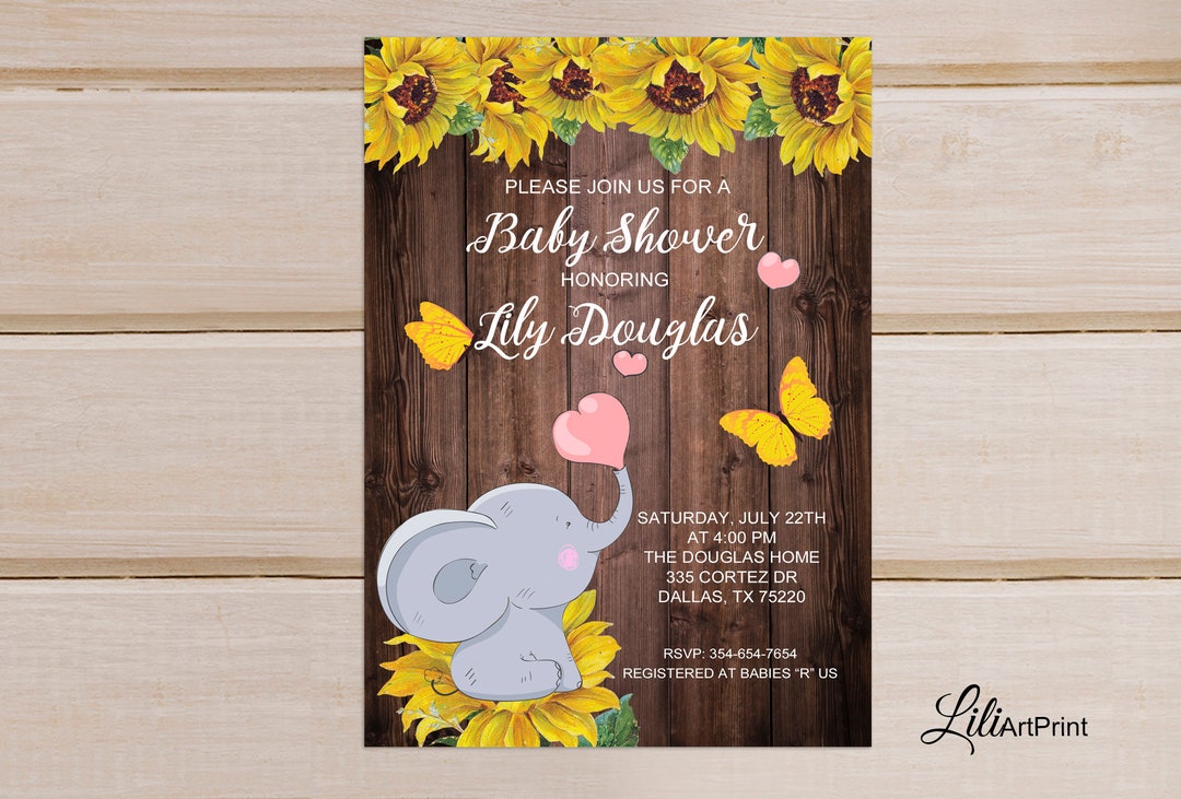 Baby Shower Invitation, Printable Baby Shower, Sunflower Baby Shower ...