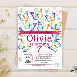 Butterfly Invitation, Butterflys Birthday Invitation, Any Age Birthday Party, Floral Birthday Invitation, Digital file, B 27