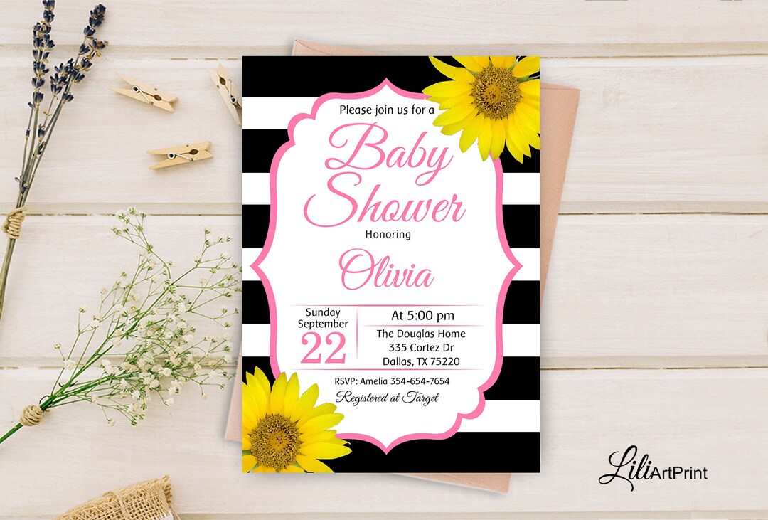 Sunflower Baby Shower Invitation Printable Baby Shower - Etsy