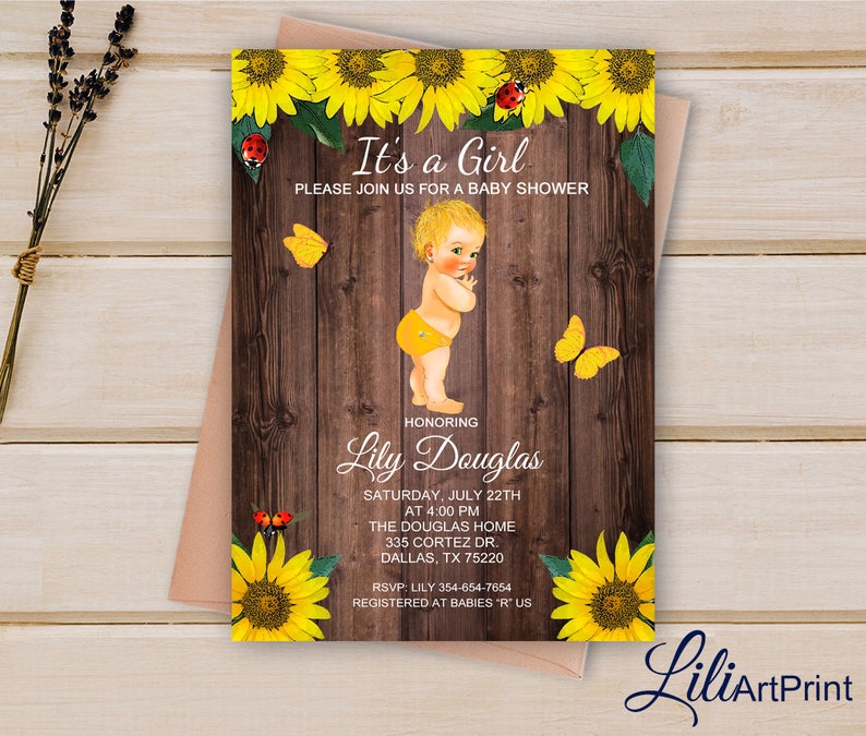 Baby Shower Invitation Sunflower Baby Shower Invitation Etsy