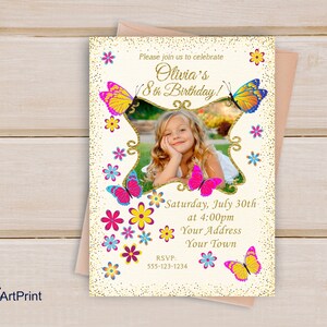 Butterfly Invitation, Butterflys Birthday Invitation, Butterflys Invite, Any Age Birthday Party, Digital file, B 20