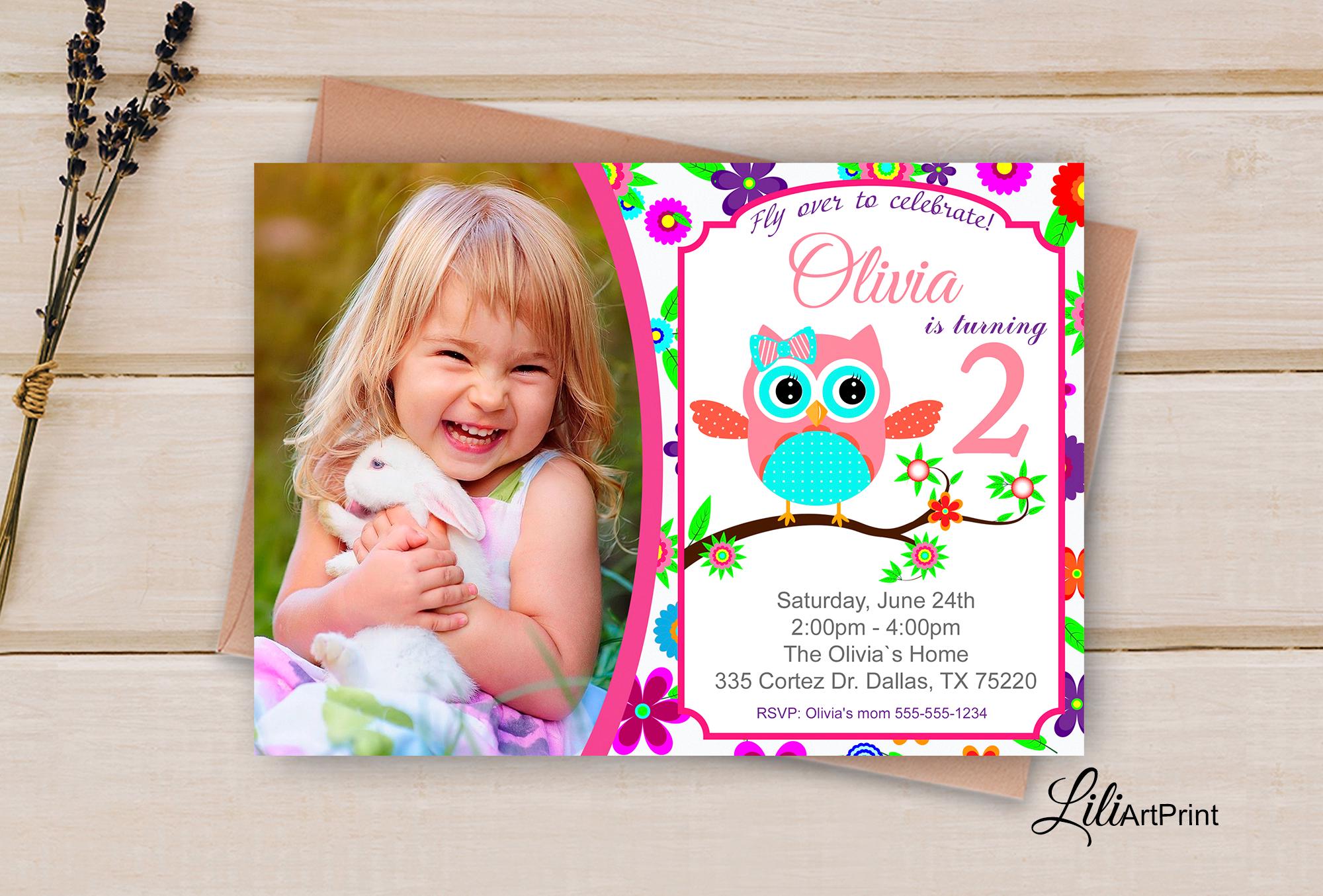 Owl Birthday Invitation, 2nd Birthday Invitation, Owl Invite, Owl First Birthday Party, Digital file