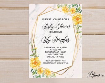 Baby Shower Invitation, Floral Baby Shower, Baby Shower Invite, Delicate Baby Shower, Digital file, B 67