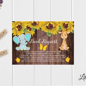 Breng een boek mee voor een babyshower, breng een boek mee in plaats van een kaart, olifant en giraffe babyshower, digitaal bestand, 31