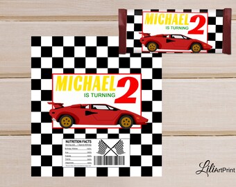 Race Car Candy Wrapper, Rennwagen Geburtstag, Schokoladen wrapper, Any Age Birthday Party, Digitale Datei