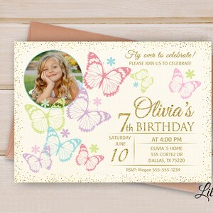 Butterfly Invitation, Butterflys Birthday Invitation, Butterflys Invite, Any Age Birthday Party, Digital file, B 38