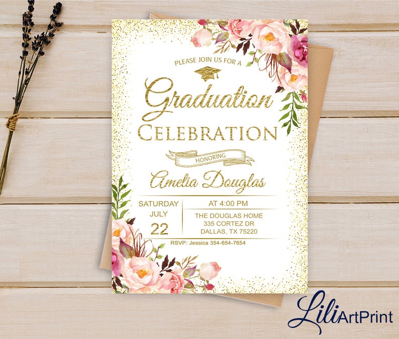 Graduation Invitation Graduation Party Invite Floral Etsy