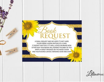Bring a Book Baby Shower Insert, Bring a Book Instead of a Card, Sunflower Baby Shower, Digital file, 8