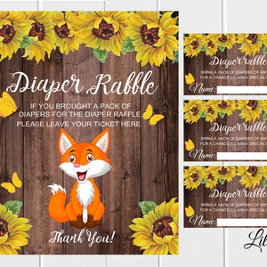 Diaper Raffle Tickets, Diaper Raffle Sign, Diaper Raffle Tickets, Sunflower Baby Shower, Digital file, B 84