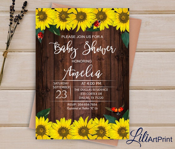 sunflower baby shower invitations