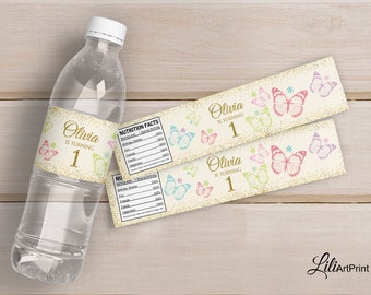 Butterfly Water Bottle Labels, Butterfly Labels, Digital File, #3