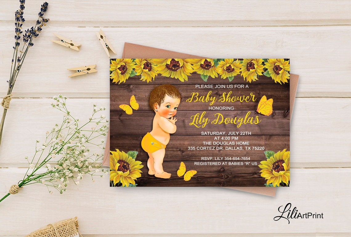 Baby Shower Invitation Sunflower Baby Shower Invitation - Etsy
