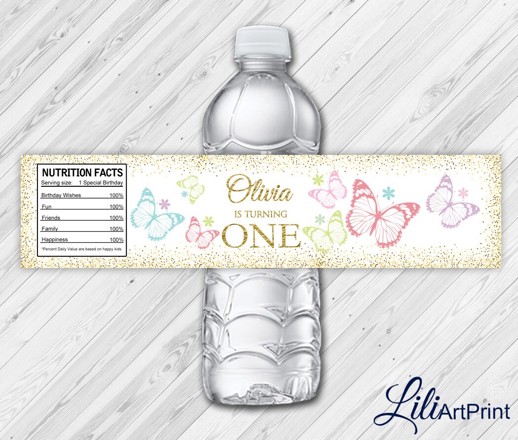 Butterfly Water Bottle Labels Butterfly Labels Digital File Etsy