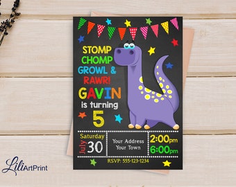 Dinosaur birthday invitation, Dinosaur invite, dinosaur birthday party, Digital file, #18