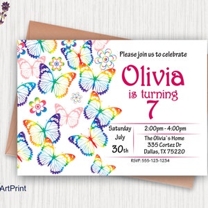 Butterfly Invitation, Butterflys Birthday Invitation, Any Age Birthday Party, Floral Birthday Invitation, Digital file, B 28