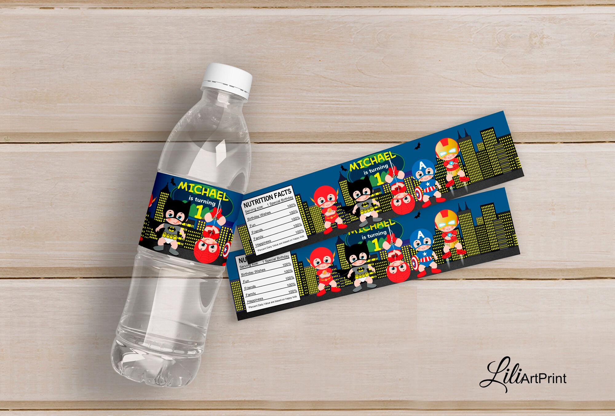Superhero Water Bottle Labels - Etsy