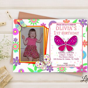 Butterfly Invitation, Butterflys Birthday Invitation, Any Age Birthday Party, Floral Birthday Invitation, Digital file, B 29