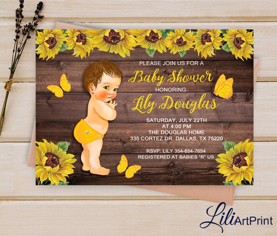 baby shower invitations with sunflowers