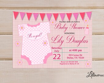 Baby Shower Invitation, Girl Baby Shower Invite, Printable Baby Shower, Delicate Baby Shower Invitation, Digital file, B 16