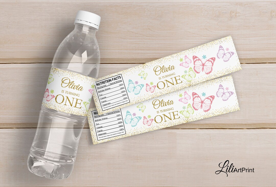 Butterfly Water Bottle Labels, Butterfly Labels, Digital File, 8 Etsy